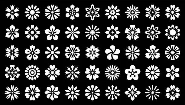 Vector illustration of Flower icon set