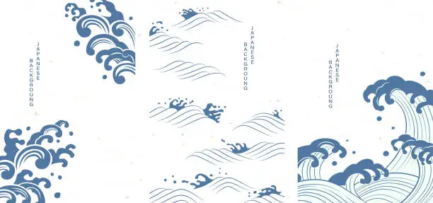 Vector illustration of Japanese background. Pattern of wave spray.
