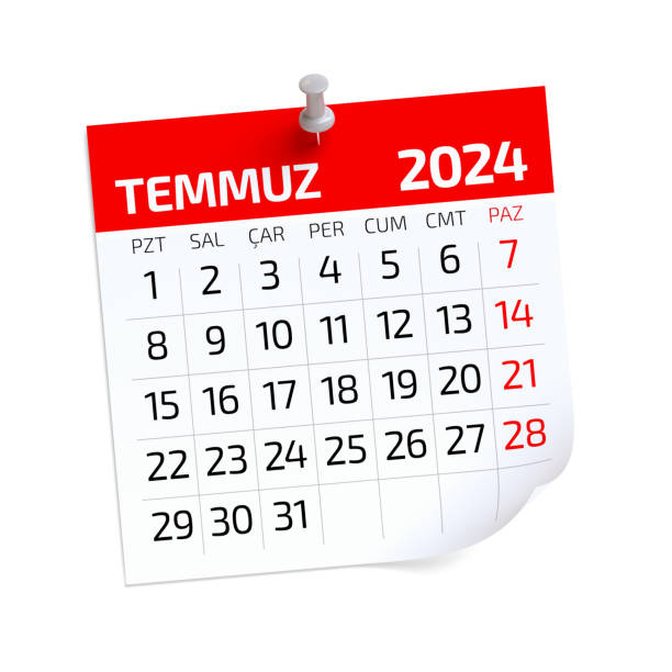 istock July Calendar 2024 in Turkish Language. Isolated on White Background. 3D Illustration 1769262996