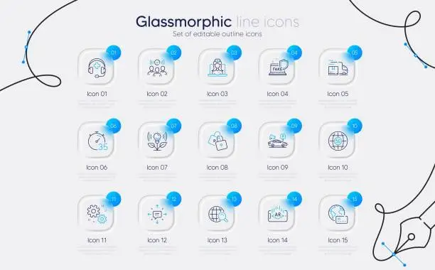 Vector illustration of Set of 5g internet, Incubator and Fake internet line icons for web app. Pictogram icon. Vector