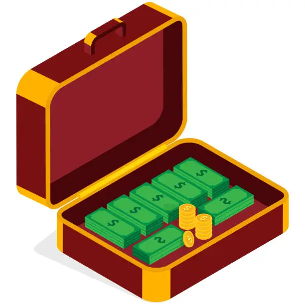 Vector illustration of Briefcase Full of Money