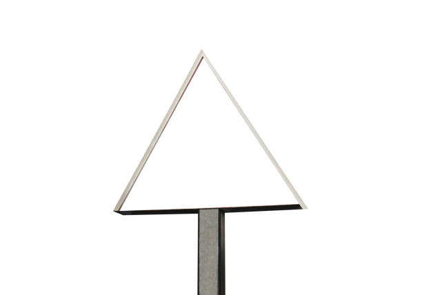 Triangle shape traffic road sign isolated on white background with clipping path