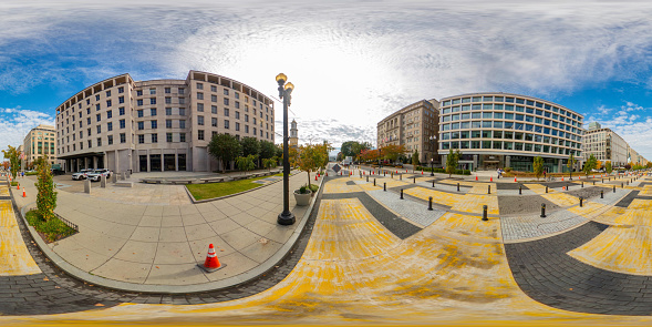 Washington DC, USA - October 28, 2023: AFL CIO Building Washington DC. 360 panorama VR equirectangular photo