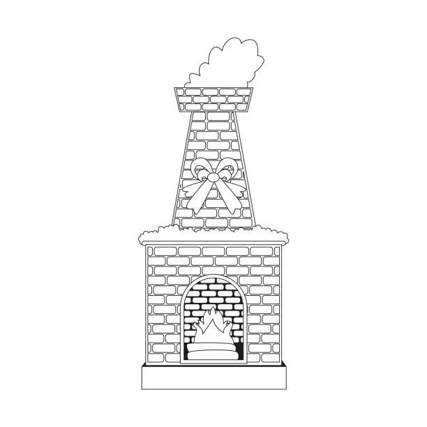 Vector illustration of Chimney Character for Merry Christmas, Isolated in Retro Cartoon Style