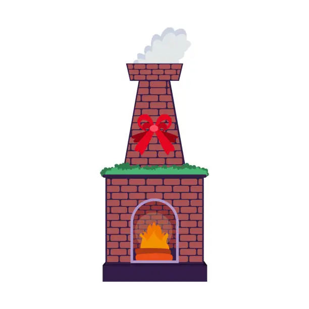 Vector illustration of Chimney Character for Merry Christmas, Isolated in Retro Cartoon Style