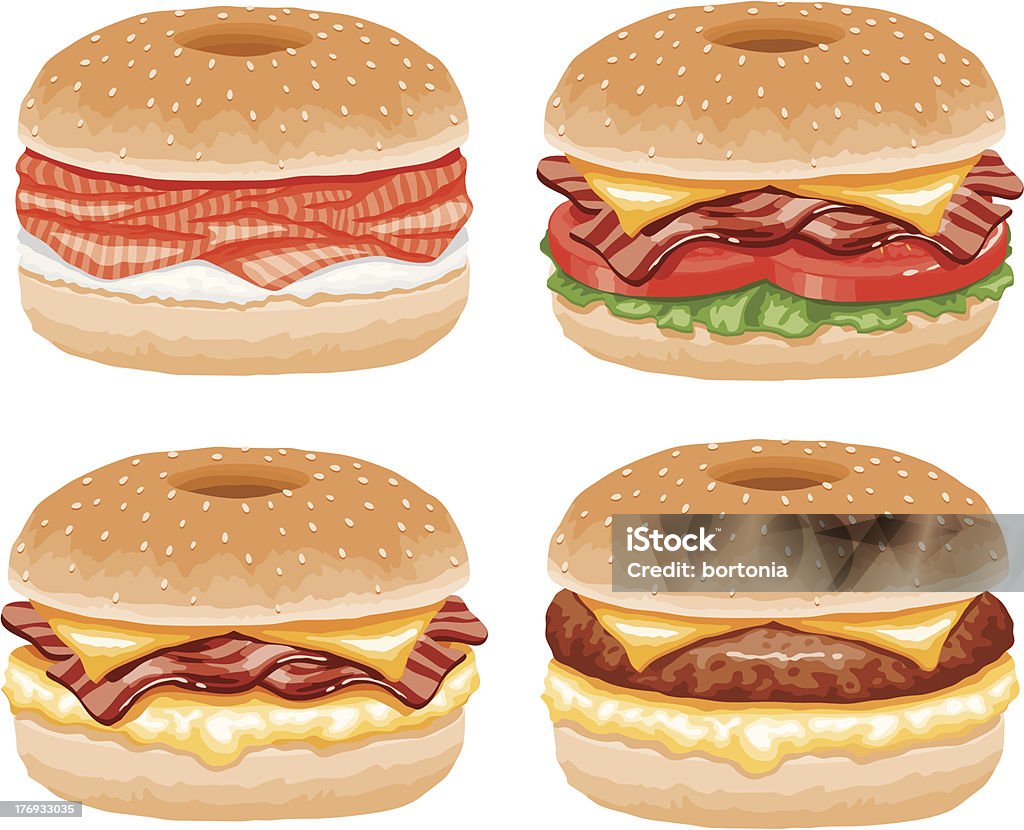 Bagel Sandwiches Icon-Set - Lizenzfrei Sandwich Vektorgrafik