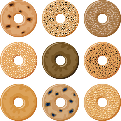 A set of bagel food icons. No gradients used.