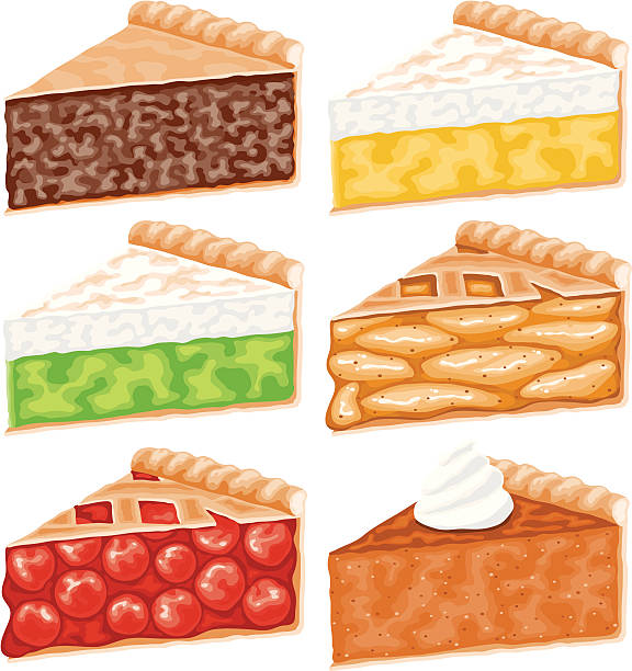 plastry zestaw ikon ciasto - pie pumpkin pie pumpkin portion stock illustrations