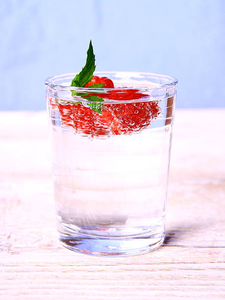 istock Water in glass with raspberries and mint 176933574