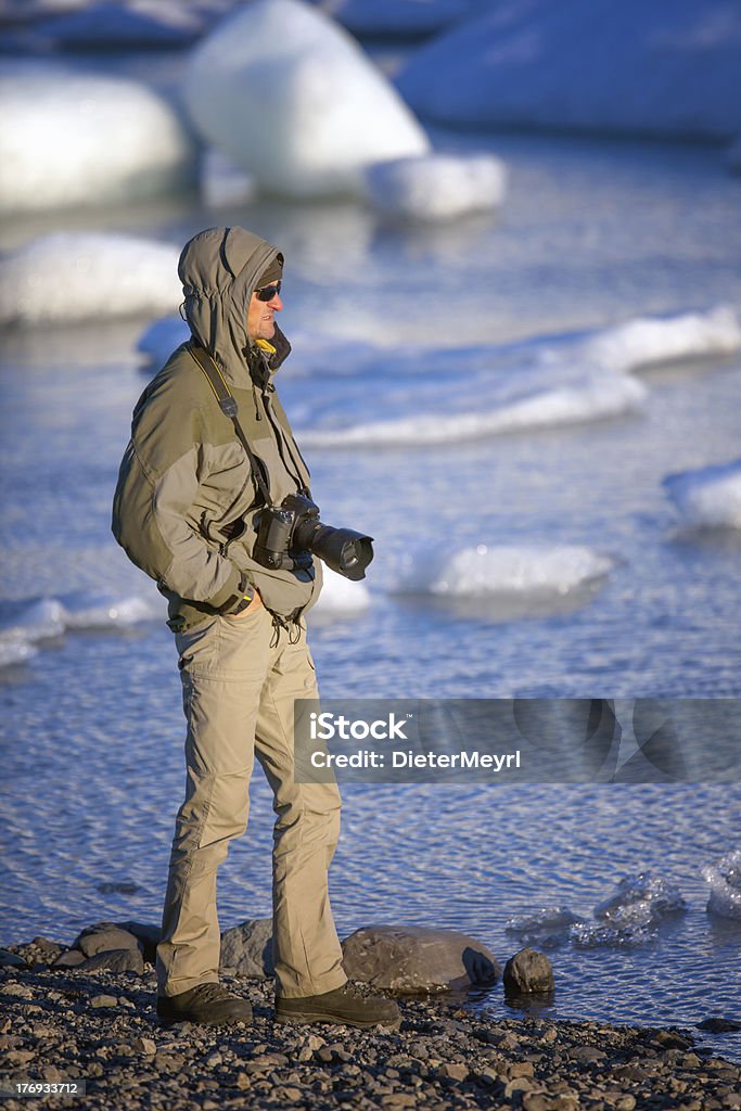 Fotógrafo no Lago glaciar - Royalty-free Ao Ar Livre Foto de stock