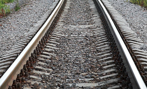 istock Railway perspective with gray gravel on sides 176934163