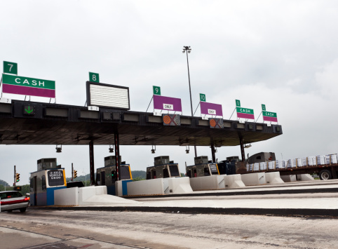 Toll Plaza on the New Jersey Turnpike. Horizontal.-For more traffic images, click here.  TRAFFIC 
