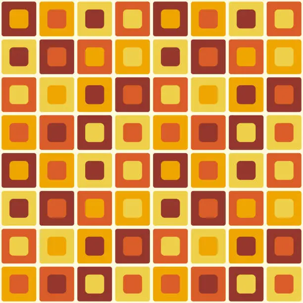 Vector illustration of Retro Atomic square capsules yellow orange