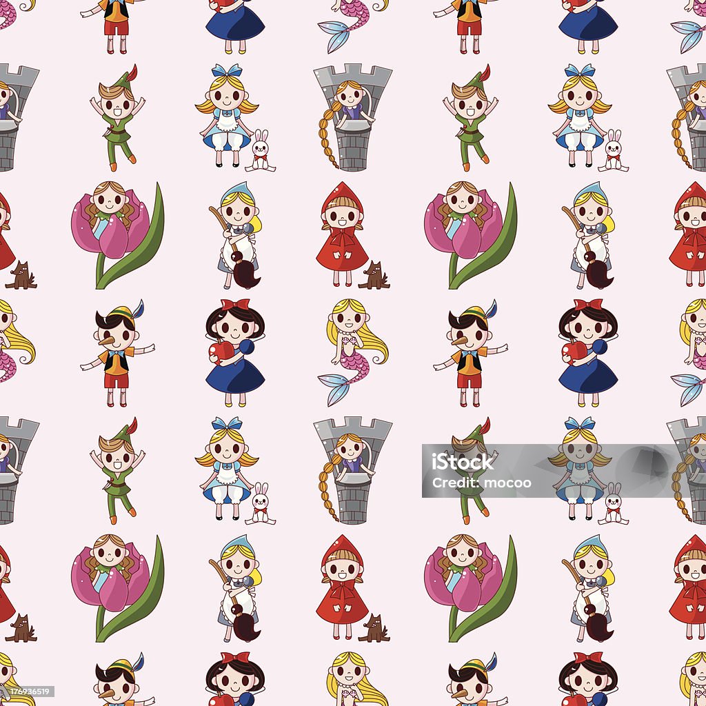 Fumetto persone seamless pattern di storia - arte vettoriale royalty-free di Alice nel Paese delle Meraviglie