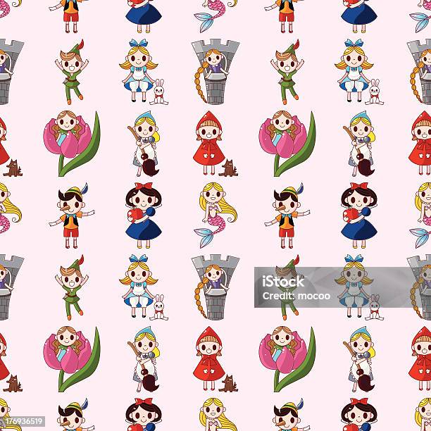 Fumetto Persone Seamless Pattern Di Storia - Immagini vettoriali stock e altre immagini di Alice nel Paese delle Meraviglie - Alice nel Paese delle Meraviglie, Marionetta, Raperonzolo