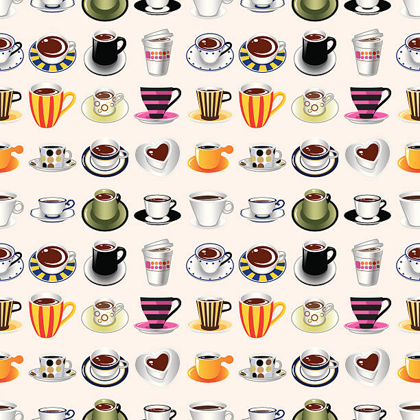 бесшовные кофе рисунком - seamless croissant pattern ice stock illustrations