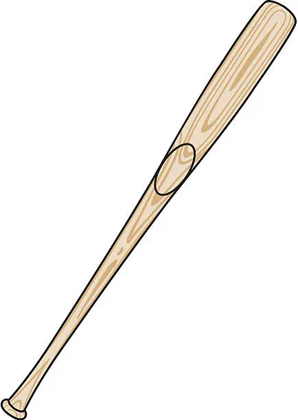 Vector illustration of Wooden baseball bat on a white background