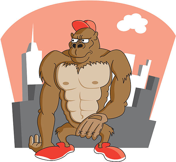Godzilla In The City Godzilla wearing baseball equipment in the city. godzilla vector stock illustrations
