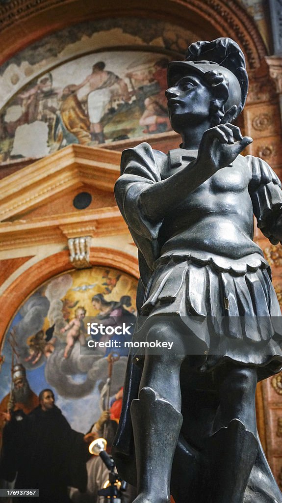 marble statue of warrior in San Fermo church Ancient Stock Photo