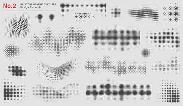 Vector illustration of Halftone Graphic Textures Design Elements