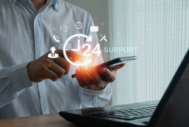 istock Technical Support Customer Service Internet Business Technology Concept. Contact us online help call center. IT helpdesk consulting, computer repair, maintenance, toolkit tech information digital icon 1769396361