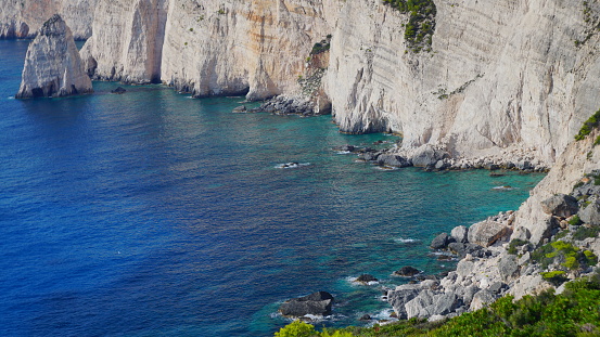 Crete, Greece: Beautiful beach, the Seitan Limania Beach, in a small secret bay in the Mediterranean on a sunny day.