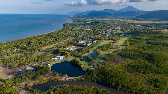 Aerial View of Golf Course in Port Douglas, QLD, Australia.\nImages pictured on 10/31/2023 in Port Douglas, QLD, Australia