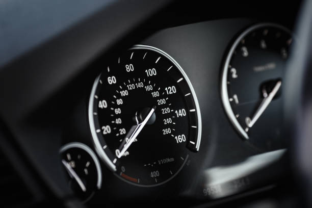 istock Car miles speedometer close up. 1769447368