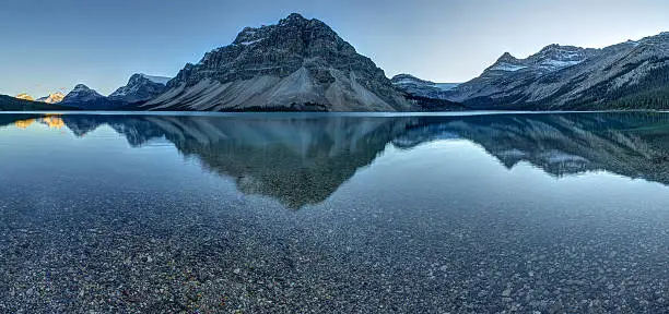 Photo of Reflection of mountains on tranquil lake surface