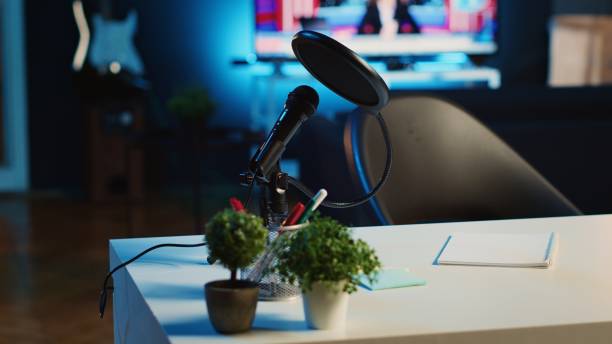 istock Podcast recording equipment on table 1769469756