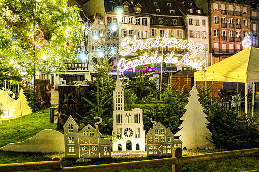 Image of part of the Christmas decoration in Kleber Square in Strasbourg