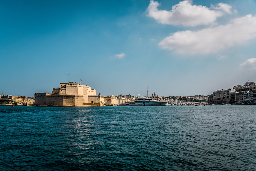 Sea View Of Fort St, Angelo And Valletta Old Harbor, Malta