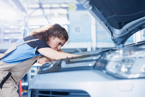 istock Mechanic fixes car steering mechanism 1769507124