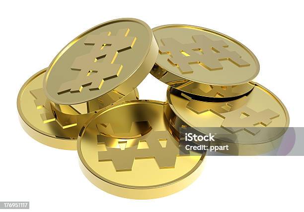Goldmünzen Isoliert Auf Weißem Hintergrund Stockfoto und mehr Bilder von ClipArt - ClipArt, Computergrafiken, Digital generiert