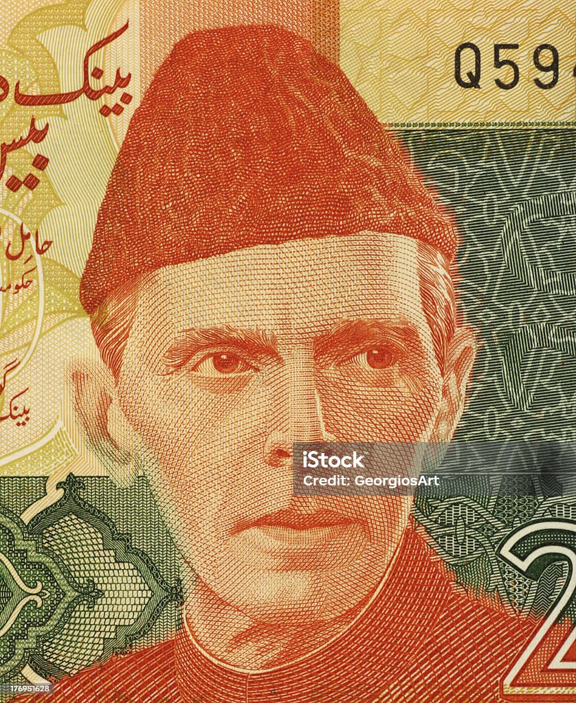 Mohammed Ali Jinnah "Mohammed Ali Jinnah (1876-1948) on 20 Rupees 2007 Banknote from Pakistan. Lawyer, politician, statesman  and founder of Pakistan." Adult Stock Photo