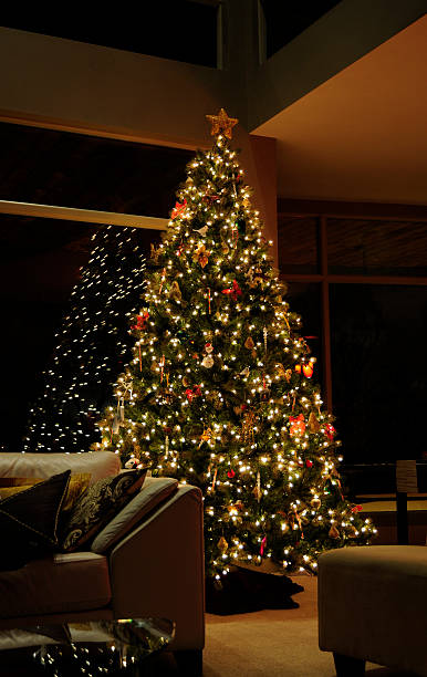 istock Beautiful Christmas tree illuminates the room. 176952010