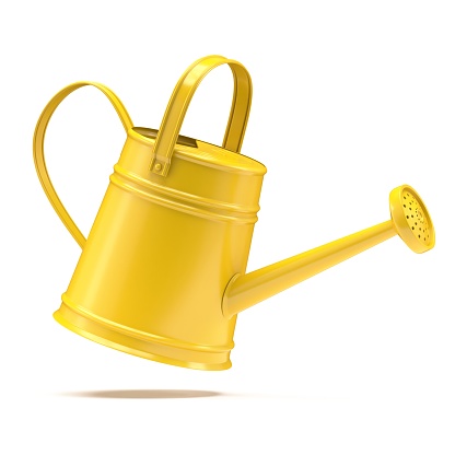 Yellow watering can 3D rendering illustration isolated on white background