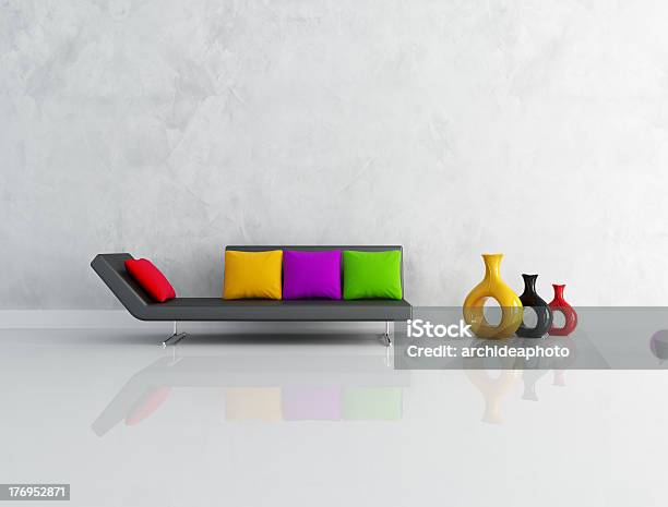Minimalist Lounge Stock Photo - Download Image Now - Apartment, Black Color, Colors