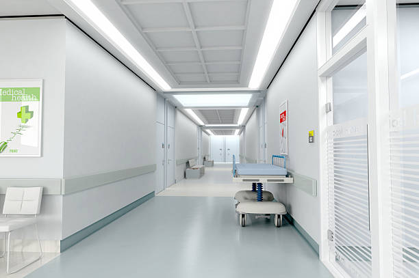 Hospital corridor ..3D rendering of a hospital interior ... corridor stock pictures, royalty-free photos & images