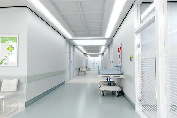 ..3D rendering of a hospital interior ...