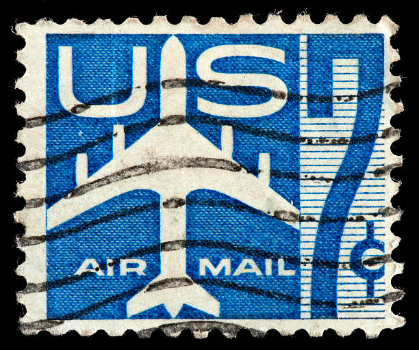 istock Jet Airplane Graphic on US Airmail Postage Stamp 176954066