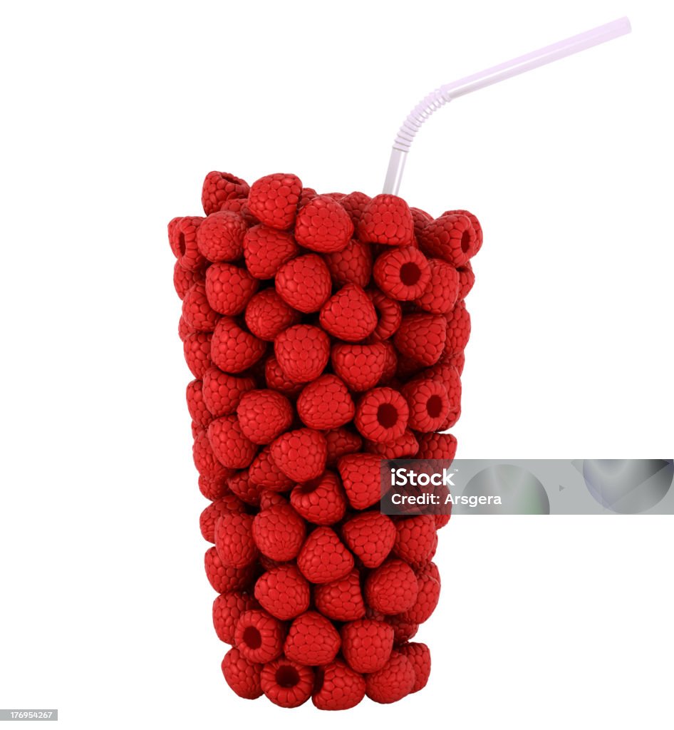 XXXL lampone forma di vetro con paglia - Foto stock royalty-free di Alimentazione sana