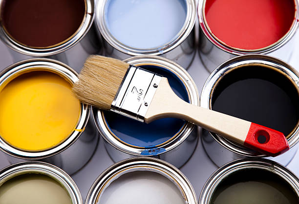 istock Cans of paint with paintbrush 176954530