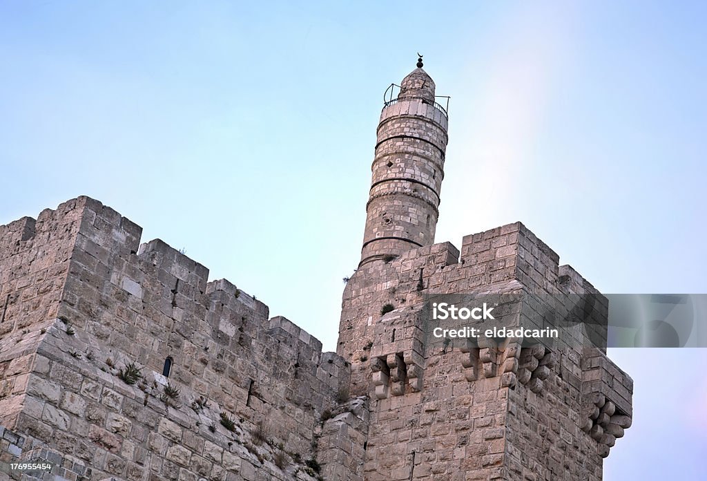 タワーのダヴィドの夕暮れ - イスラエルのロイヤリティフリーストックフォト