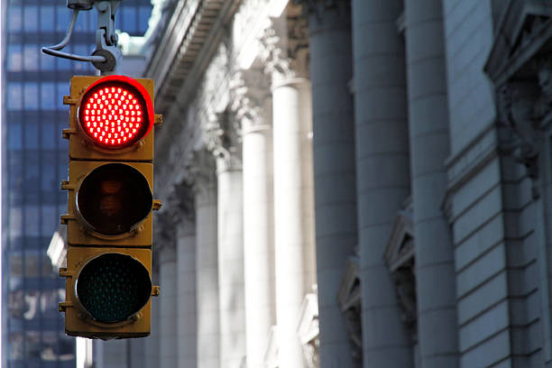 Traffic light New York City stock photo