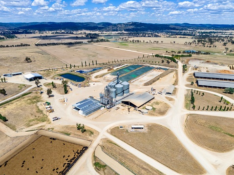 Aerial View taken at Rangers Valley Feedlot, New South Wales, Australia