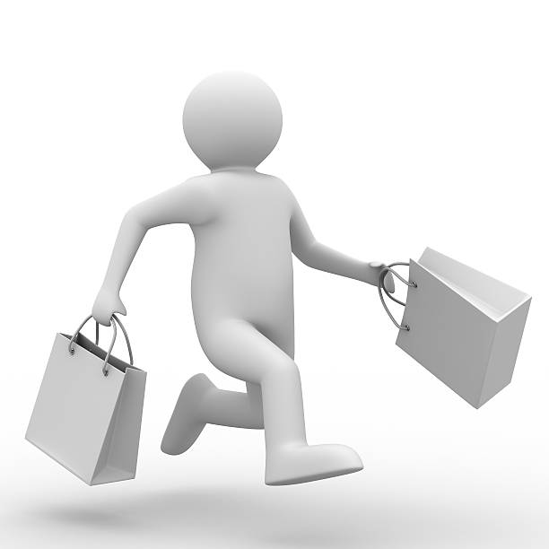 istock Man with shopping bag on white. Isolated 3D image 176956809