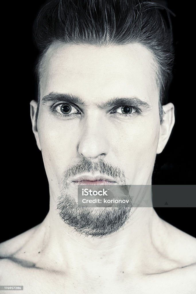 man with funny face Portrut young man with funny face closeup Adult Stock Photo