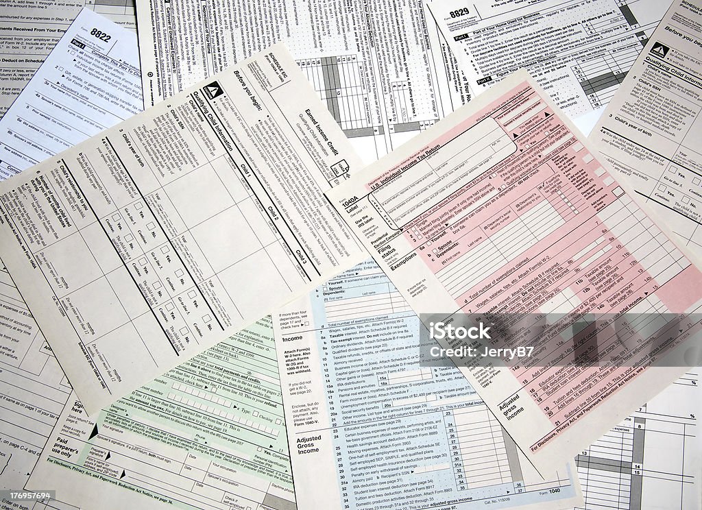 Conjunto de formulários de imposto do IRS - Royalty-free Formulário de Imposto Foto de stock
