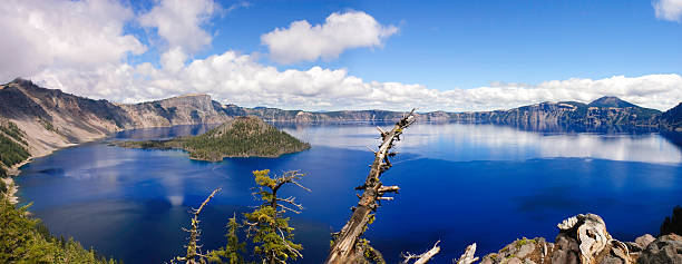 Panorama of Crater Lake in Oregon